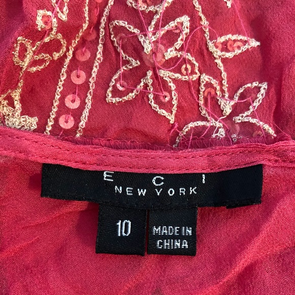 ECI sheer Silk embellished long sleeve top 10 - Picture 3 of 8